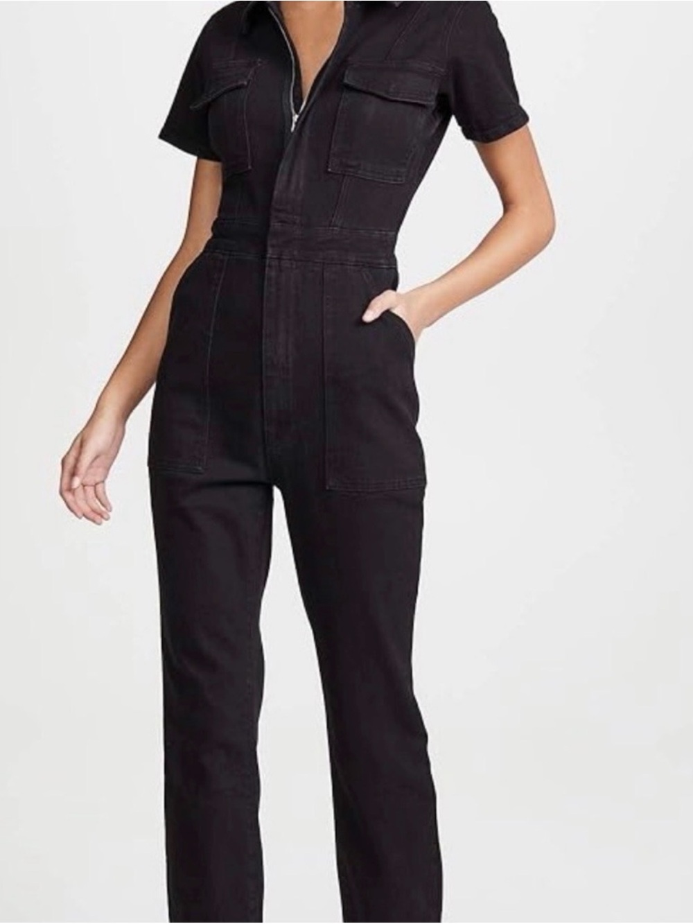 NWT- Good American Women's Fit For Success Denim Jumpsuit